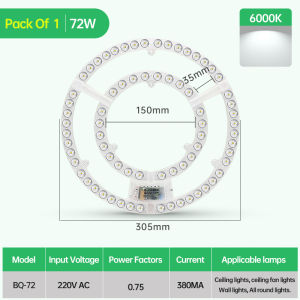 72W LED Ceiling Lamp Panel Module 220V Round Board 6000K/4000K for Ceiling Lamp Lighting Replacement