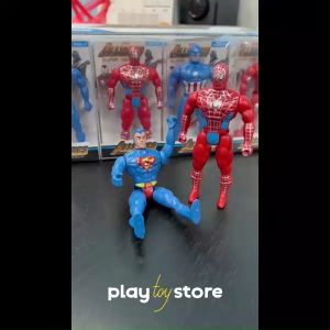 Action Figure Super Heroes Set with LED Light on Chest & All Joints Movable 5 Famous Action Heroes Supermen Spidermen