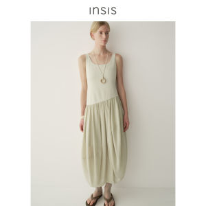 INSIS FEMME | Linen Tencel Blended Pleated Stitched Womens Dress