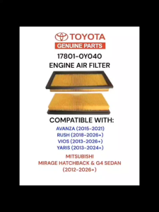 Genuine Engine Air Filter 17801-0Y040 / 1500A617 for Toyota Vios 2013-2026 / Avanza 2015-2021 / Rush 2018-2026 / Yaris / Mitsubishi Mirage G4 Hatchback 2012-2026