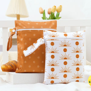 Elinfant 2PCS Wet Dry Bag Mini Baby Diaper Bag Nappy Bag 18*25cm Waterproof Reusable Washable Diaper Bag