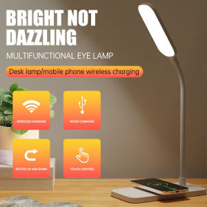 FF Lampu Meja Belajar LED Lampu Meja Pengisian Nirkabel Lampu Malam Kamar Tidur Lampu Meja Pelindung Mata COD