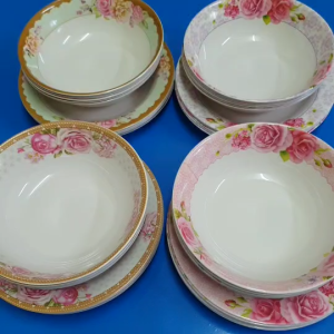 แพ็คคู่ จาน 9 นิ้ว 6 ใบ ชาม 7.5/8 นิ้ว 6 ใบ ราคา