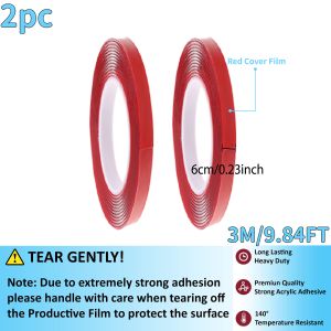 3M Red Film Acrylic Double Sided Tape Strong Adhesive for Phone Screen Repair 6mm/8mm/10mm/12mm 3m Length