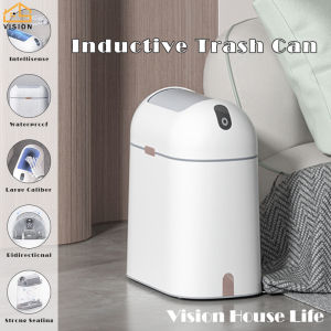 Vision 9L Toilet Motion Sensor Trash Can Waterproof Trash Bin with Butterfly Lid Bathroom Garbage Bin Waste Basket Touchless Smart Rubbish Bin for Bedroom Kitchen and Office Use