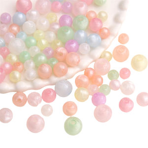 ลูกปัดทรงกลมเรืองแสงผสมอะคริลิกสีสันสำหรับทำเครื่องประดับต่างหูสร้อยคอ DIY สร้อยข้อมือ20-50ชิ้น8/10/12มม.