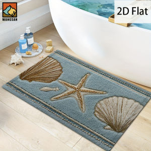 VIKAMA Nautical Coastal Style Bath Mat Quick Dry Anti Slip Water Absorbent Washable Rug For Bathroom Toilet Laundry Home Decor