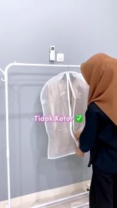 Penutup Baju / Cover Baju Resleting PEVA Anti Debu Penutup Gantungan Baju Pakaian Gown Jas