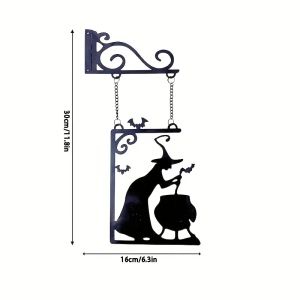 Vintage Metal Witch Silhouette Hanging Sign-Spooky Halloween Decor for OutdoorGardenPorch Durable Metal ArtHalloween Decor