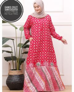 (COD) GAMIS COLET BUNGA BATIK CAP PREMIUM