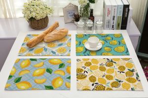 1PC Fresh Lemon Linen Placemat Non-Slip Heat-Resistant Table & Kitchen Mat 30x40cm