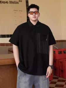Trendy plus Size Mens Summer New Splice Casual Loose Half Sleeve Polo Shirt for Big Size Men Comfortable Breathable Short Sleeve