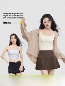 HUACHENGSHI | Wireless One-Piece Womens Tank Top With Chest Pad Base Layer Vest Seamless Underwear Can Be Worn Outside Spring Summer Autumn Winter