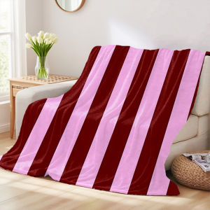 Beast Kingdom | Wine -Pink Stripes Four Season Flannel Blanket Soft Plush Skin Friendly Sofa Blanket A Great Gift Item