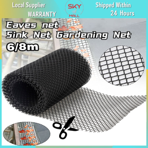 6/8m Gutter Guard Mesh Leaf Protection Mesh Splash Roof Panels with 10 Stakes Eaves Net Guard