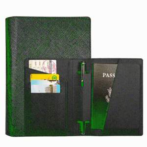 Multifunctional Korean Style Cross Pattern PU Passport Holder with Pen Slot And Multiple Card Slots in Various Colors