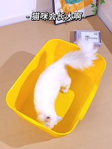 รุ่นใหม่ กระบะทรายแมวขนาดใหญ่ ห้องน้ำสัตว์เลี้ยง กึ่งล้อมรอบ ภาชนะ เปิด แข็งแรงทนทัน