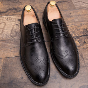 รองเท้าหนังผู้ชายคุณภาพสูง สไตล์เรโทรลำลอง ธุรกิจ ออกซ์ฟอร์ด สำหรับงานแต่งงาน งานทางการ และงานสังคม รองเท้าหนังแบบโบรก
