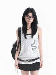 Stylish Sequin Snake Dot Print Halter Top