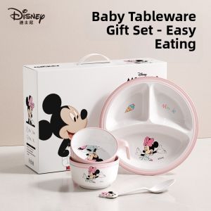 disney(Disney) | Disney Childrens Dining Set Baby Boys Girls Universal Cartoon Bowl Spoon Gift Box Set 3-6 Years Old Anti-Scalding Heat Resistant