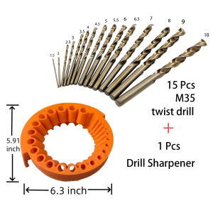 Rafford 15Pcs HSS contain Roasted yellow straight shank twist drill1.5-10mm high speed steel full grinding hole opening tool set