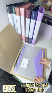 Long Binder Folder with 12Pcs Long File Bag Paper Organizer Ring Binder Cover with Document Envelope Bag for School