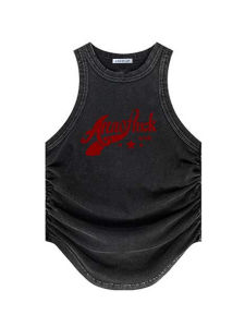 a Run of Luck 2025 New Womens Vintage Distressed Sleeveless Sweet Cool Trendy Top Street Style Cotton Summer Casual Vest