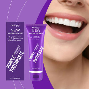 Purple Toothpaste Fluoride Free Stain Removal for Coffee & Tea Fresh Mint Flavor Teeth Whitening Natural Formula Deep Cleaning