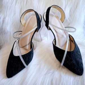 DCollection UB 01 Sandal Heels Wanita Hak Kaca 5 Cm - Sepatu Pesta Kondangan Jeli Permata import