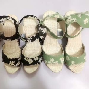 รองเท้าส้นเตารีดสำหรับผู้หญิง MANXIXI รองเท้าแตะเซ็กซี่ลายดอกเดซี่สวยงาม3.93นิ้ว (ขนาด35-40)