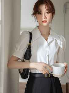 XUSHAN | French V-Neck Puff Sleeve Stylish Casual Interview Top