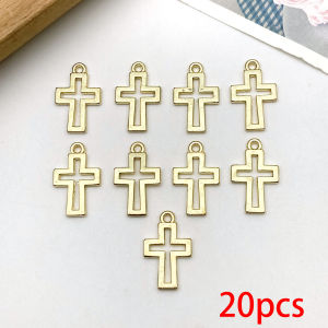 20/50/100pcs KC Gold Hollow Cross Pendants – Zinc Alloy Craft Charms for DIY Necklace/Bracelet Making (20/50/100pcs Options)