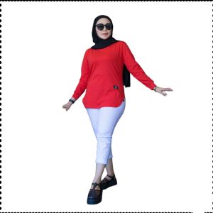 Kaos Wanita Oval // Baju Atasan Kaos Oval Lengan Panjang Dinary Fashion