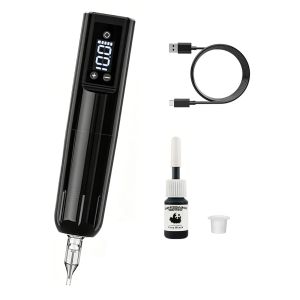 All black battery pen kit is lightweight and portable with 10 needles and 7 colors of ink It is suitable for beginners to use as a tattoo pen