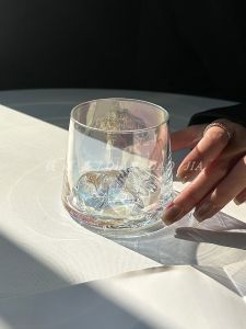 Colorful Japanese Style Glass Cup Fujisan View Whiskey Glass Home Use Mountain Viewing Cup Retro Single Layer Universal round Shape