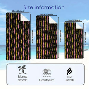 Black Gold Glitter Wavy Line Quick Drying Microfiber Beach Towel Lightweight for Swimming Camping Yoga - Bath Towel