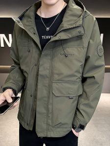 ROMON | Romon Mens Casual Hooded Jacket Windproof Outdoor Workwear Short Style Spring Autumn New Arrival Polyester Fiber Long Sleeve
