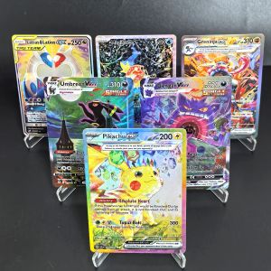 PTCG Pokemon Collection Cards Pikachu Umbreon Gengar Latias GX EX V MAX RARE Self Made Single Cards Classic Game Anime Card Gift