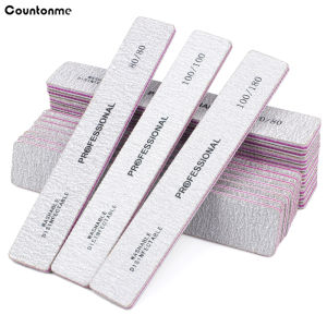 20Pcs/lot Professional Rectangle Nail Files Grey Buffer  80/100/180 Grit Washable Files For Manicure Straight Nail Care Tools