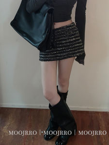 Váy Ngắn Bó Sát Cạp Cao Màu Xám Lấp Lánh Cho Nữ Mùa Thu Đông Váy Ngắn Chữ a Cạp Cao Thường Ngày Màu Trơn Váy Ngắn