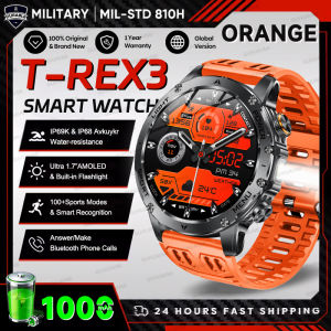 Outdoor T-Rex 3 Military Grade Smart Watch 1000mAh Battery Men GPS Compass IP69K Waterproof HD Call 1.75”HD Screen Sports Watch