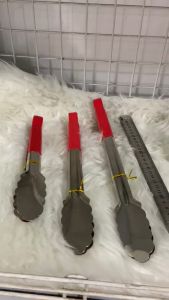 Capitan makanan gorengan penjepit stainless - jepitan daun merah