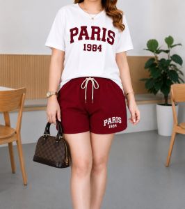 PARIS 1984 Varsity Terno Set for Women • Graphic T-Shirt • Shorts