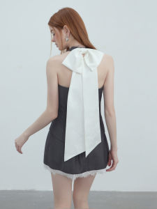 Butterfly Knot Backless Suit Vest Womens Summer Design Sensation Half Skirt Two-Piece Set Neck Hanging Sleeveless Jacket