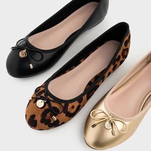 OEM Nhà Máy OEM Đông Nam Á Nơ Mũi Tròn Phẳng Họa Tiết Da Báo Giày Ba Lê Xỏ Chân