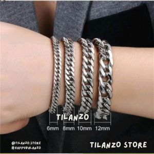 GELANG TITANIUM BAJA SILVER MODEL PUNK / GELANG PRIA MACHO RANTAI RAPAT TERLARIS