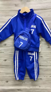 Cotton Terno for Kids Boy Cool Blue Jacket w/ bag and trousers outfit 1-5yrs old D9
