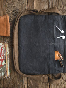 Maden Workwear American Retro Single Shoulder Slant Cross Oil Wax Bag Commuter Mailman Wear Resistant Faded Waterproof Canvas Bag for Men