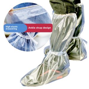 Disposable Shoe Cover Waterproof Rainy Days Thickened Long Knee High Breeding Boot Cover Non Slip Outdoor Drifting Strap Plastic Foot Sleeve