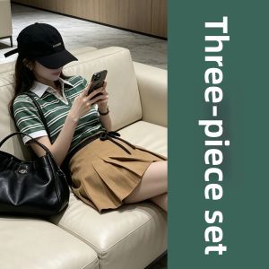 LIRUSHAN | Summer Korean Style Green Stripe Faux Dress